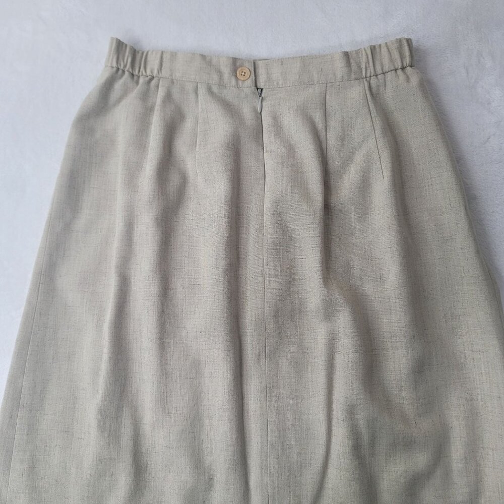 VTG Orvis Pleated Women's Beige Linen Blend Lined Maxi Skirt Size 10 Made in USA - Picture 4 of 11